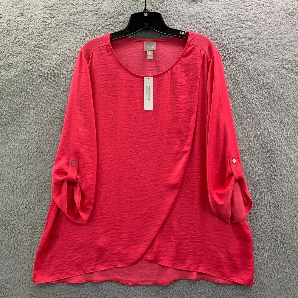 $39 CHICOS Blouse Womens Size 3 / XL Top Extra Large Pink